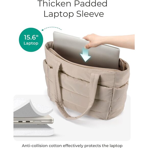 Ultra-Light Puffer Tote for Women - Versatile Handbag for Work & Travel - Picture 4 of 6